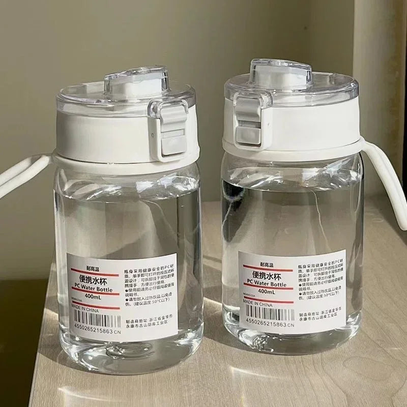 Garrafa de água transparente portátil kawaii, copo de água esportivo, copo prático de plástico, viagem ao ar livre, escritório, garrafa de água essencial]