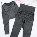 Chrleisure 2 pçs lavagem yoga terno sem costura roupa de treino esportes topo com levantamento de bunda ginásio ruched collants elástico activewear