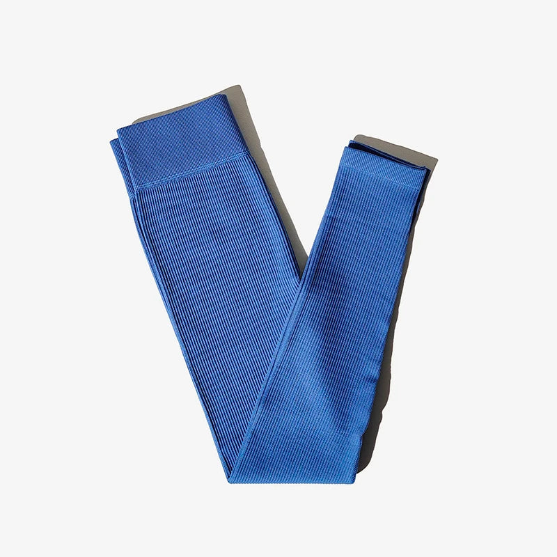 Novas calças de yoga sem costura com nervuras cintura alta ginásio leggings esporte feminino fitness legging controle barriga correndo collants