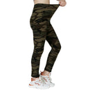 Camuflagem cinza verde apertado casual alta estiramento leggings femininas, esportivo e sexy fitness retro nove pontos lápis calças