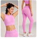 Conjunto de roupas de yoga feminino cintura alta leggings e topo duas peças sem costura roupas de exercício de fitness roupa interior de fitness plus size