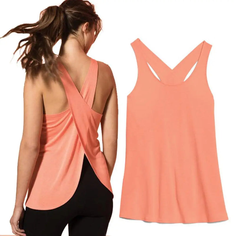 Mulheres criss cross back sem mangas treino esportes yoga colete regata activewear esportes sem costas fitness ginásio camisas topos