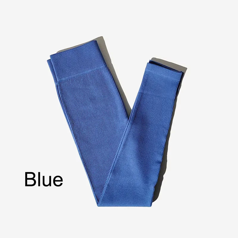 Novas calças de yoga sem costura com nervuras cintura alta ginásio leggings esporte feminino fitness legging controle barriga correndo collants
