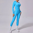 Macacão de yoga de uma peça feminino conjunto de manga comprida secagem rápida terno de yoga ginásio terno de treinamento roupas esportivas bodysuits feminino conjunto de fitness