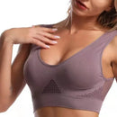 1 pçs sutiã esportivo feminino tamanho grande sem anel de aço sem costura roupa interior removível almofada no peito runing esporte oco malha colete sutiãs