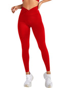 Leggings femininas treino cintura cruzada elástica bolha bunda fitness sem costura yoga esportes calças apertadas