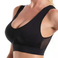 1 pçs sutiã esportivo feminino tamanho grande sem anel de aço sem costura roupa interior removível almofada no peito runing esporte oco malha colete sutiãs