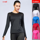 Camiseta esportiva de yoga de manga longa feminina legal seco atlético correndo caminhadas yoga topo fitness correndo camisas de treino