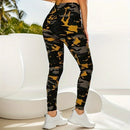 Camuflagem impressa branco cinza sexy leggings femininas jaqueta esportiva calças apertadas de alta elasticidade magro ajuste calças apertadas