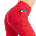 Moda feminina bolso bolha calças elásticas magro leggings ginásio correndo ciclismo calças de fitness cintura alta hip lift leggings feminino