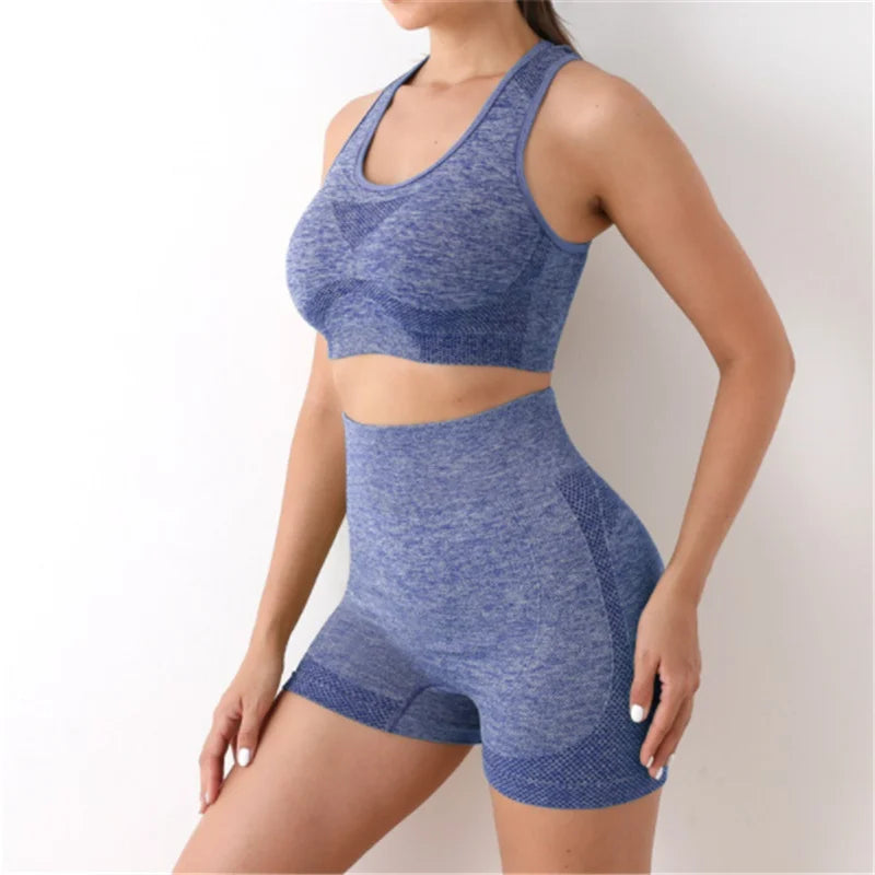 Conjunto de yoga shorts de ginásio feminino esporte sutiãs sutiã treino topos para mulheres roupas de yoga leggings de fitness conjunto de ginásio sem costura conjuntos de yoga