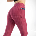 Moda feminina bolso bolha calças elásticas magro leggings ginásio correndo ciclismo calças de fitness cintura alta hip lift leggings feminino