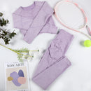 Chrleisure 2 pçs lavagem yoga terno sem costura roupa de treino esportes topo com levantamento de bunda ginásio ruched collants elástico activewear