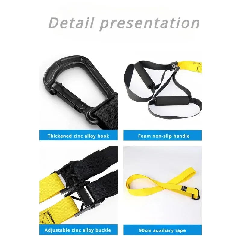 Correia de treinamento de suspensão fitness força power suspensão trainer ajustável yoga cinta montagem na parede profissional trx tensor