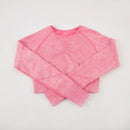 Chrleisure conjunto esportivo de lavagem para mulheres, sem costura, yoga, manga longa, fitness, com levantamento de bunda, leggings de treino, academia