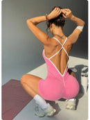Sexy sem costas macacão feminino conjunto de yoga bodysuit para fitness ginásio roupas esportivas macacão vestido de dança treino roupas esportivas