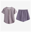 Drur 2 pçs conjunto de ginásio feminino verão roupas esportivas 2 peça manga curta camisa esportiva shorts define jogging terno feminino agasalho novo