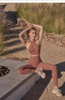 Fubeike calças esportivas sem costura 2024 oco volta sutiã de yoga para mulheres cintura alta fitness ginásio legging treino collants roupas esportivas