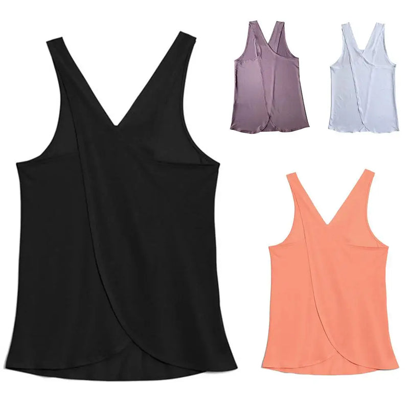 Mulheres criss cross back sem mangas treino esportes yoga colete regata activewear esportes sem costas fitness ginásio camisas topos