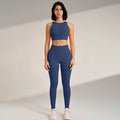 Conjunto de roupas de yoga feminino cintura alta leggings e topo duas peças sem costura roupas de exercício de fitness roupa interior de fitness plus size