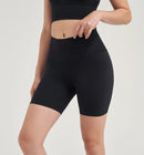 SOISOU Shorts femininos de nylon, academia, yoga, leggings, cintura alta, elástico, apertado, respirável, sem linhas estranho, shorts de ciclismo femininos