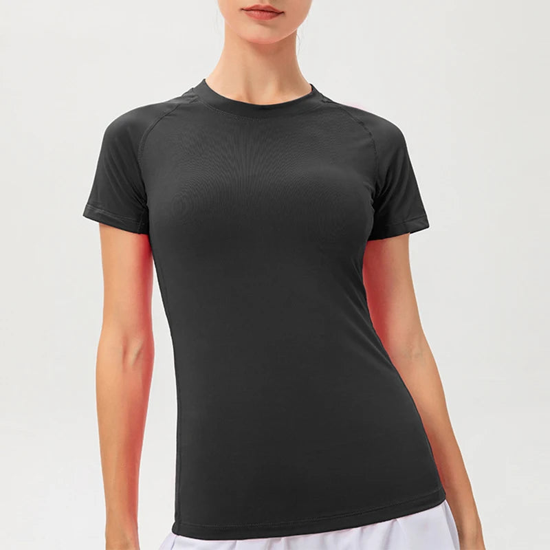Camisa de compressão feminina manga curta atlético yoga correndo camiseta verão ginásio treino secagem rápida elástico camisetas topos baselayer