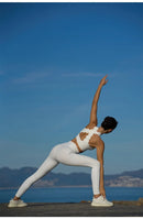 Fubeike calças esportivas sem costura 2024 oco volta sutiã de yoga para mulheres cintura alta fitness ginásio legging treino collants roupas esportivas