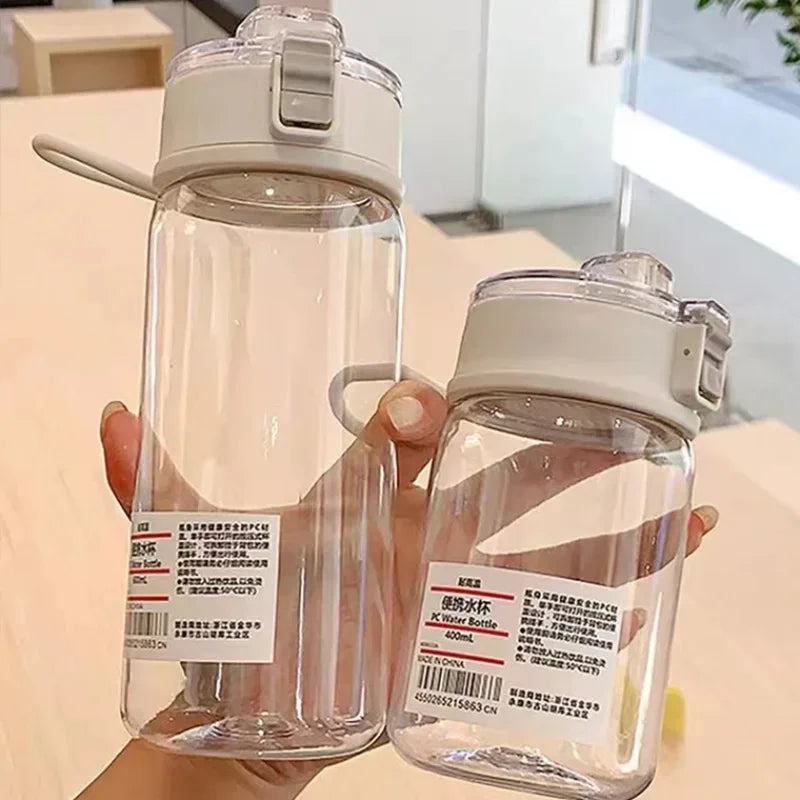 Garrafa de água transparente portátil kawaii, copo de água esportivo, copo prático de plástico, viagem ao ar livre, escritório, garrafa de água essencial]