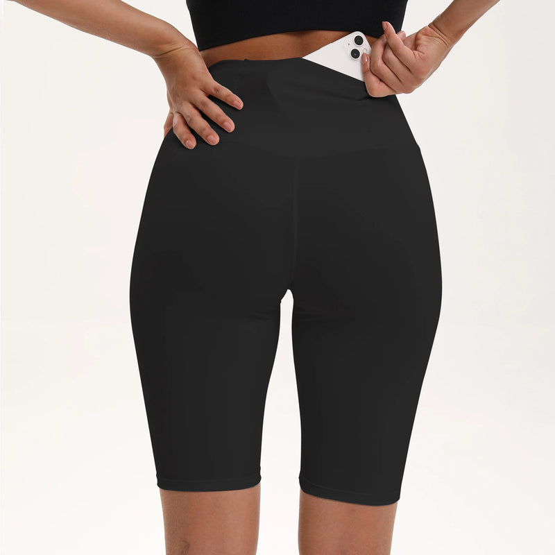 Shorts de treino de fitness feminino cintura alta apertado ciclismo yoga shorts verão respirável calças esportivas de secagem rápida ginásio correndo calças