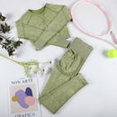 Chrleisure 2 pçs lavagem yoga terno sem costura roupa de treino esportes topo com levantamento de bunda ginásio ruched collants elástico activewear