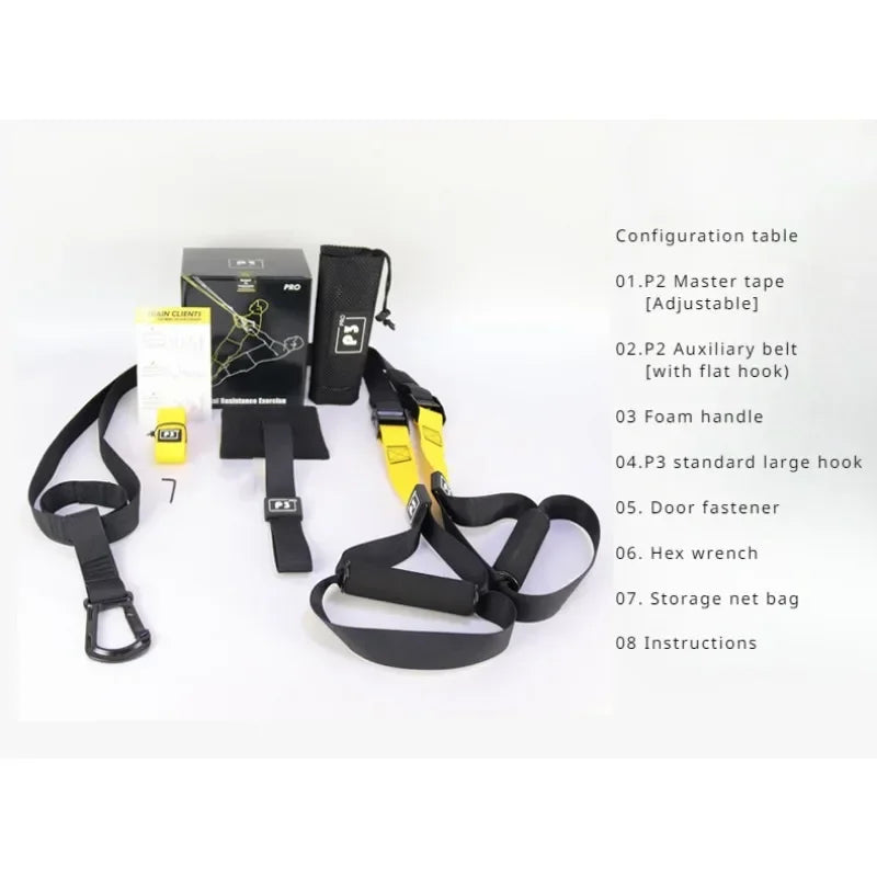 Correia de treinamento de suspensão fitness força power suspensão trainer ajustável yoga cinta montagem na parede profissional trx tensor