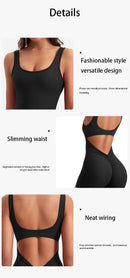 Roupas de ginástica femininas yoga sólido ruched sem costas sem mangas gola quadrada magro sexy macacão ropa deportiva mujer ginásio playsuits