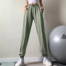 Calças esportivas de fitness mulheres elástico cintura/pé secagem rápida solta ciclismo correndo yoga calças femininas streetwear pantalon femme