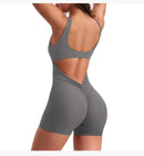 Roupas de ginástica femininas yoga sólido ruched sem costas sem mangas gola quadrada magro sexy macacão ropa deportiva mujer ginásio playsuits