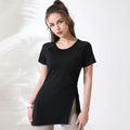Mulheres camisas de treino manga curta yoga topo ginásio camisas longas lado cordão dividir esportes topo feminino respirável fitness yoga wear