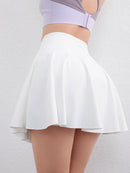 Saia de yoga enrugada feminina verão cintura alta bolso saia esportiva cor sólida treinamento corrida secagem rápida tênis saia