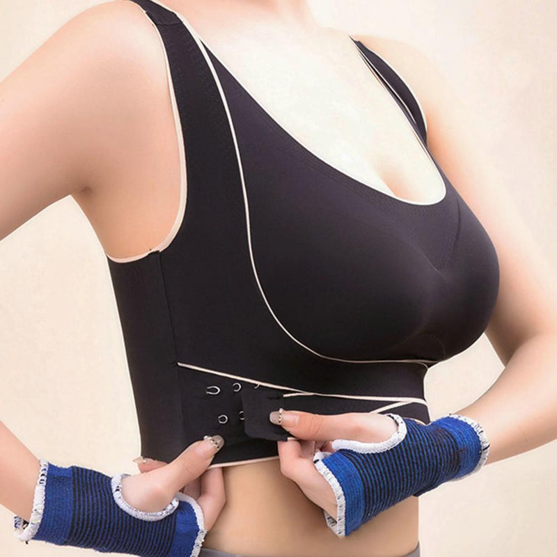 Sutiã esportivo de tecido sem costura de alta elasticidade, suporte confortável, plus size, sutiã esportivo feminino ajustável com design à prova de choque
