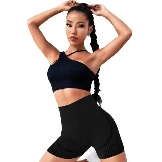 Leggings de yoga europa e os estados unidos sem costura alta elástica cintura alta secagem rápida lazer esportes yoga wear shorts para mulher