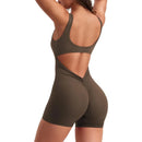 Roupas de ginástica femininas yoga sólido ruched sem costas sem mangas gola quadrada magro sexy macacão ropa deportiva mujer ginásio playsuits