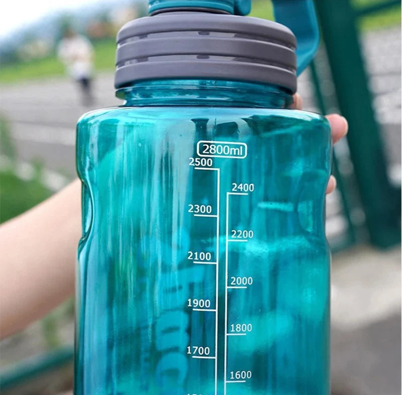 Garrafa de água esportiva de grande capacidade, 2l, 3l, com filtro, copo de água de plástico ecológico, portátil, garrafa de bebida fitness, chaleira sem bpa