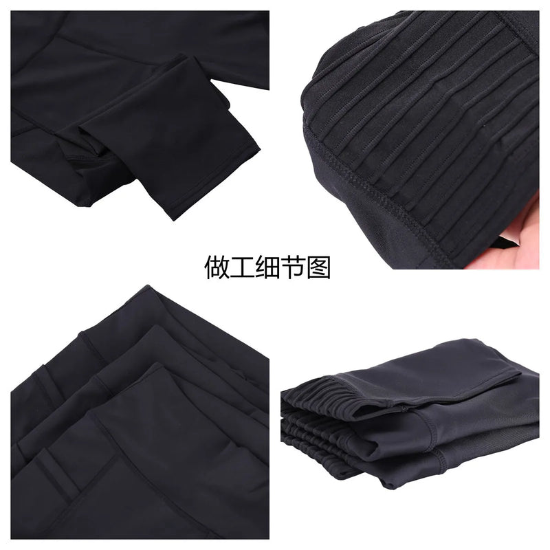 Calções Esportivos de Cintura Alta Hip Lift para Mulheres, Collants Bolsos Laterais, Roupa Esportiva de Ginásio Secagem Rápida, Corrida e Yoga, Calças Cortadas, Fitness e Nudez