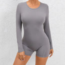 2025 conjunto de yoga sem costas macacão de uma peça curto feminino fitness ginásio macacão manga longa roupas de treino para mulher roupas esportivas