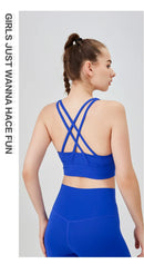 Novo verão sexy sutiãs esportivos mulheres colete de fitness esportes topo cruz volta yoga sutiã correndo fitness respirável à prova de choque sutiã de yoga