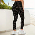 Camuflagem impressa branco cinza sexy leggings femininas jaqueta esportiva calças apertadas de alta elasticidade magro ajuste calças apertadas