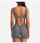 Roupas de ginástica femininas yoga sólido ruched sem costas sem mangas gola quadrada magro sexy macacão ropa deportiva mujer ginásio playsuits