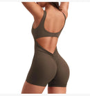 Roupas de ginástica femininas yoga sólido ruched sem costas sem mangas gola quadrada magro sexy macacão ropa deportiva mujer ginásio playsuits