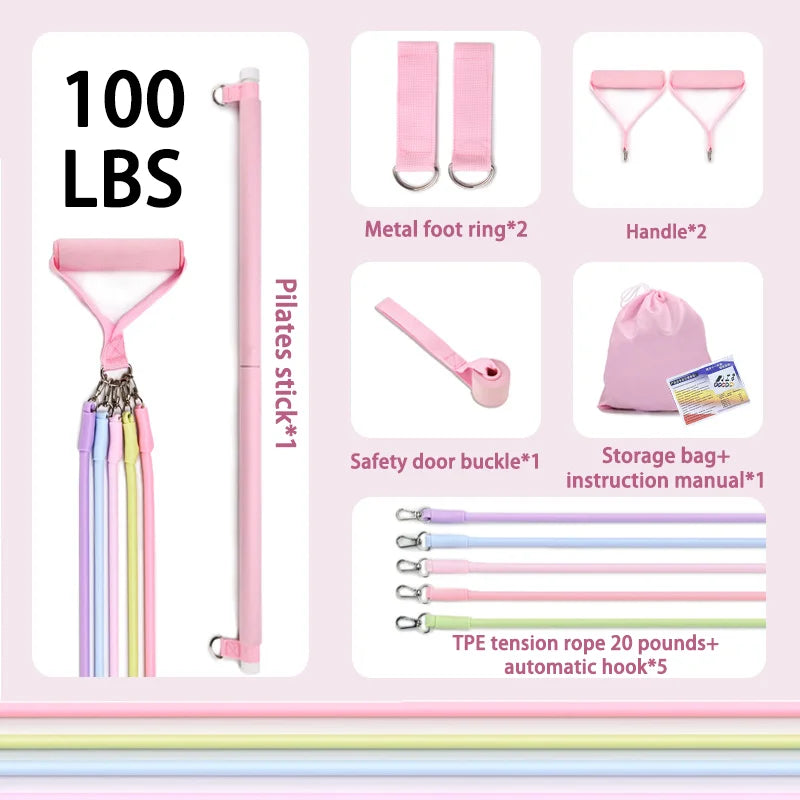 Kit de pilates com faixas de resistência, pilates de ioga multifuncional, kit de resistência portátil para academia em casa, exercícios de corpo inteiro