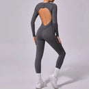 Macacão de yoga de uma peça feminino conjunto de manga comprida secagem rápida terno de yoga ginásio terno de treinamento roupas esportivas bodysuits feminino conjunto de fitness