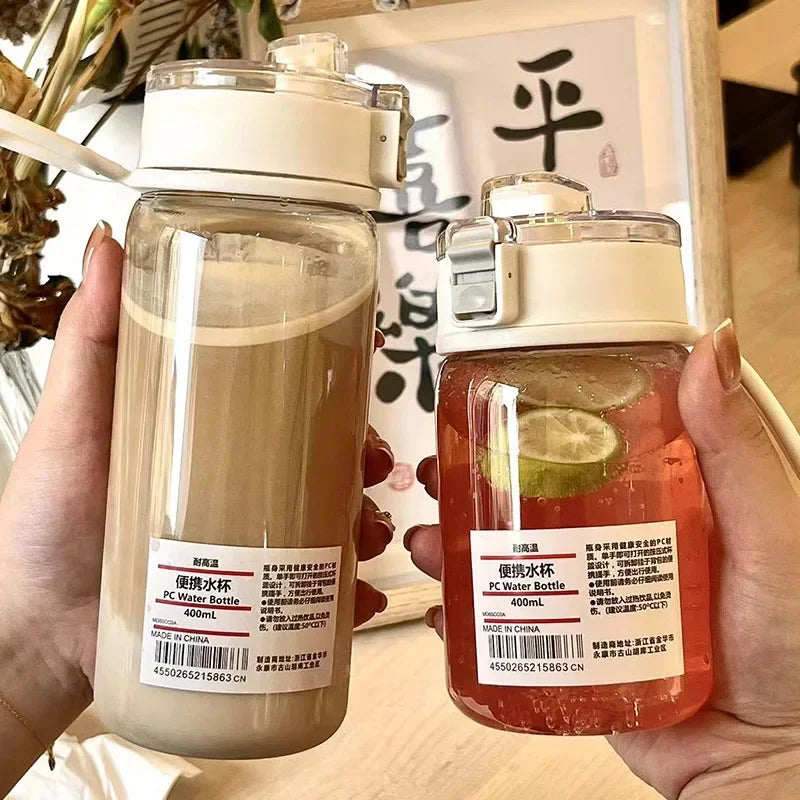 Garrafa de água transparente portátil kawaii, copo de água esportivo, copo prático de plástico, viagem ao ar livre, escritório, garrafa de água essencial]