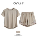 Drur 2 pçs conjunto de ginásio feminino verão roupas esportivas 2 peça manga curta camisa esportiva shorts define jogging terno feminino agasalho novo